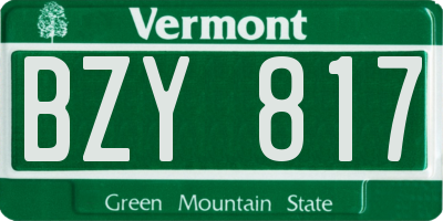 VT license plate BZY817