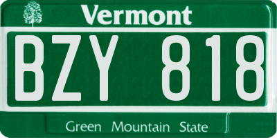 VT license plate BZY818