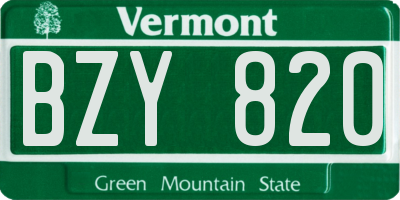 VT license plate BZY820