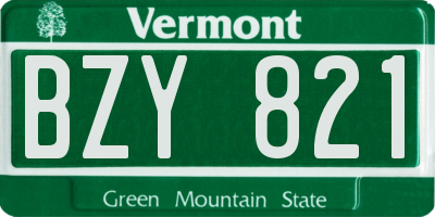 VT license plate BZY821