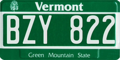 VT license plate BZY822