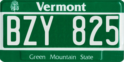 VT license plate BZY825