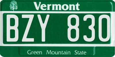 VT license plate BZY830