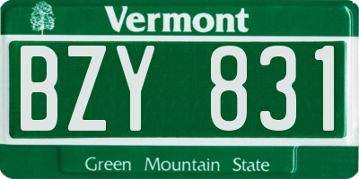 VT license plate BZY831
