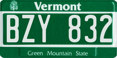 VT license plate BZY832