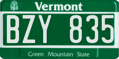 VT license plate BZY835