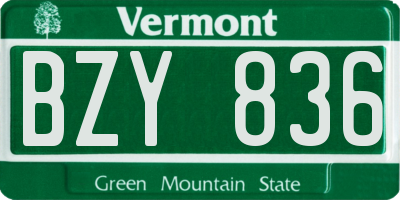 VT license plate BZY836