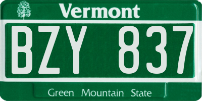 VT license plate BZY837
