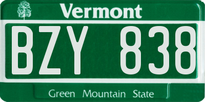 VT license plate BZY838