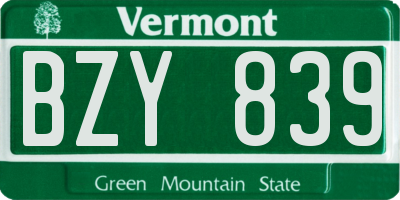 VT license plate BZY839