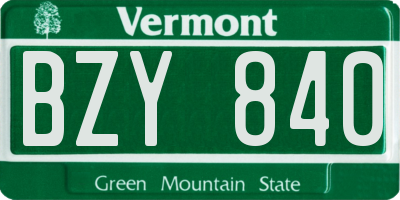 VT license plate BZY840