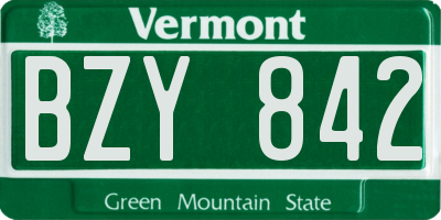 VT license plate BZY842
