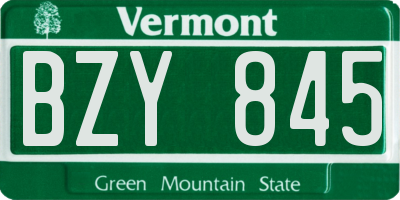VT license plate BZY845