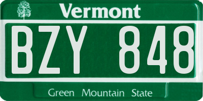 VT license plate BZY848