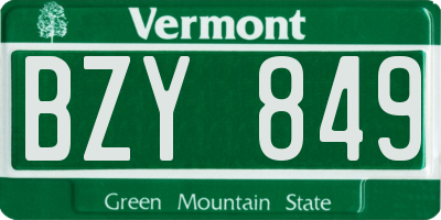 VT license plate BZY849