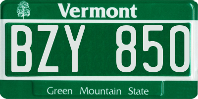 VT license plate BZY850