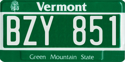VT license plate BZY851