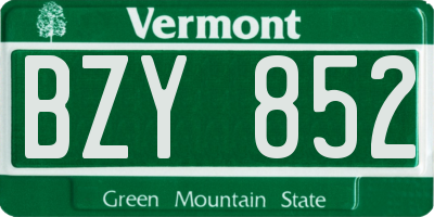 VT license plate BZY852
