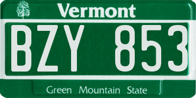 VT license plate BZY853