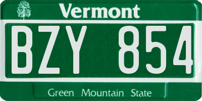 VT license plate BZY854