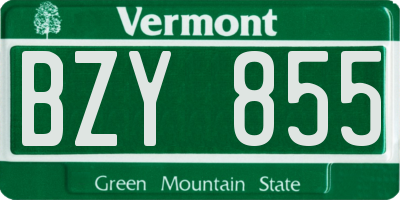 VT license plate BZY855