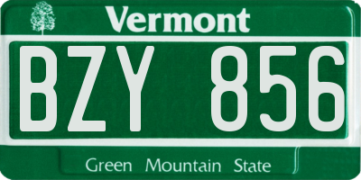 VT license plate BZY856