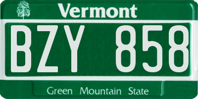 VT license plate BZY858