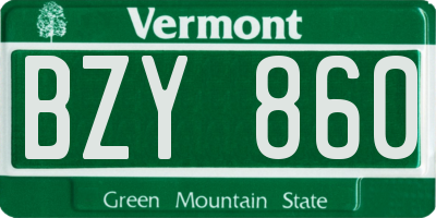 VT license plate BZY860