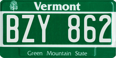 VT license plate BZY862