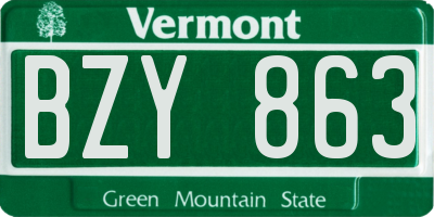 VT license plate BZY863