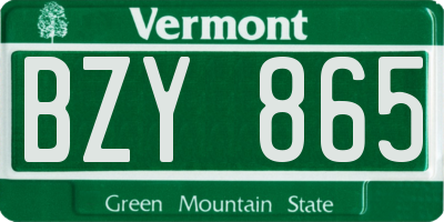 VT license plate BZY865