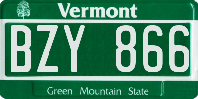 VT license plate BZY866