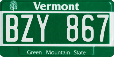 VT license plate BZY867