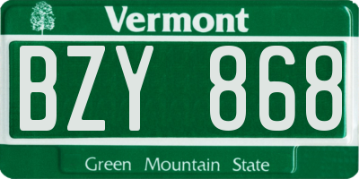 VT license plate BZY868