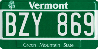 VT license plate BZY869