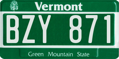 VT license plate BZY871