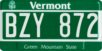 VT license plate BZY872