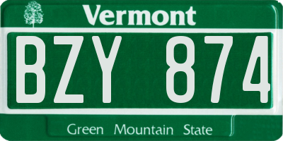 VT license plate BZY874