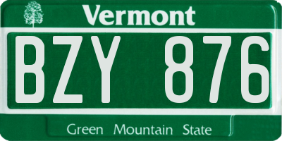 VT license plate BZY876
