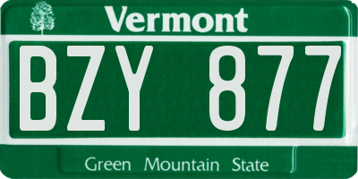 VT license plate BZY877