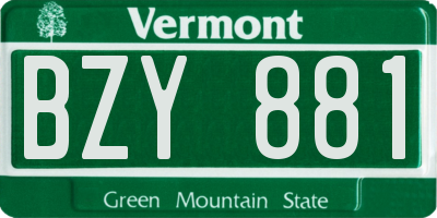 VT license plate BZY881