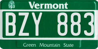 VT license plate BZY883