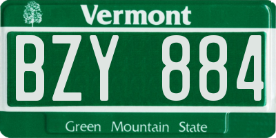 VT license plate BZY884