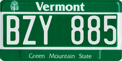 VT license plate BZY885