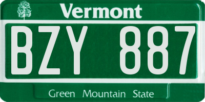VT license plate BZY887