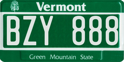 VT license plate BZY888