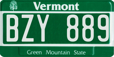 VT license plate BZY889