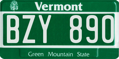 VT license plate BZY890