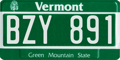 VT license plate BZY891