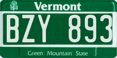 VT license plate BZY893